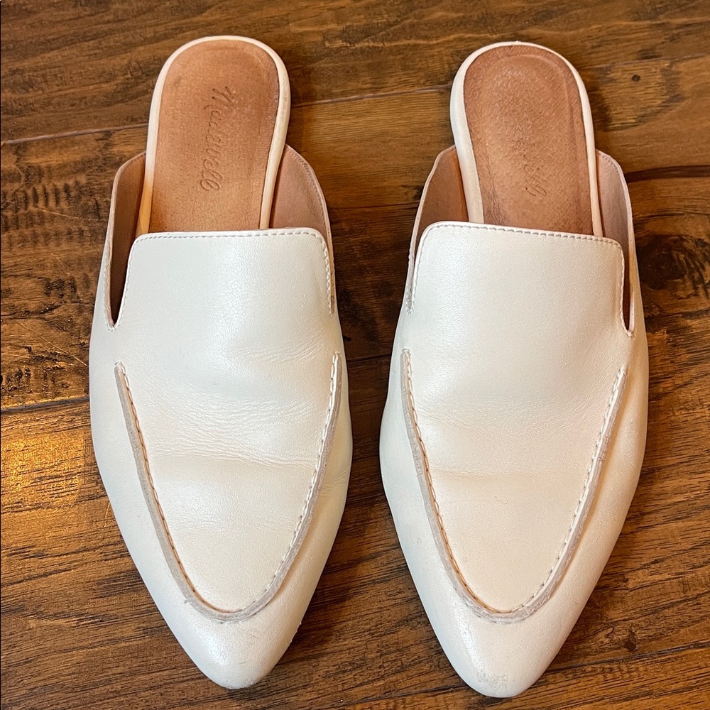 Madewell The Frances Skimmer Mule in Leather Vintage Canvas Cream - Picture 3 of 5